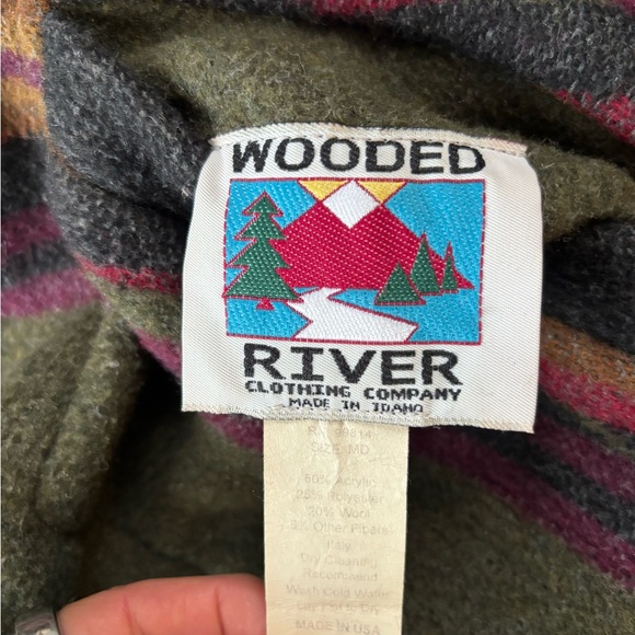 Vintage Wooded River Reversible Wool Blend Jacket Moose Lodgecore USA Made M - Picture 9 of 10